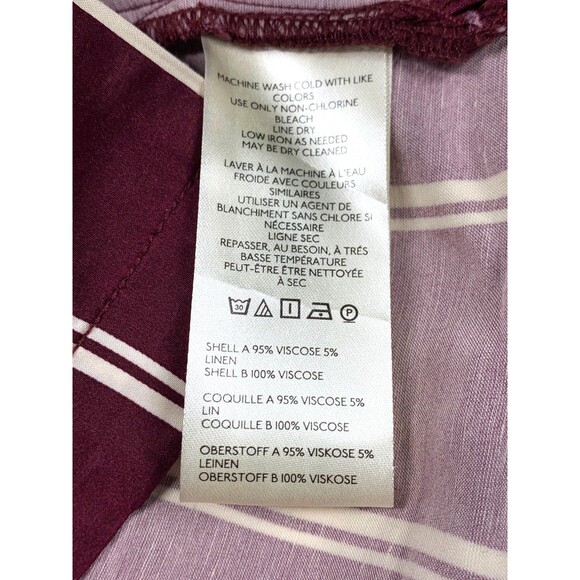 Free People We The Free Rorie Stripe Shirt Women S Burgundy Satin Oversized - Picture 8 of 8